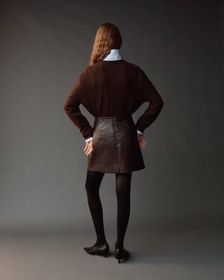 Mijeong Park Faux Leather Mini Skirt in Brown