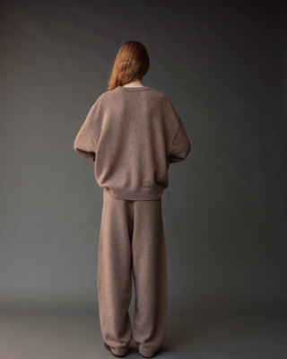 Mijeong Park Oversized Crew Neck Sweater in Dark Beige