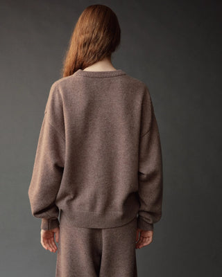 Mijeong Park Oversized Crew Neck Sweater in Dark Beige