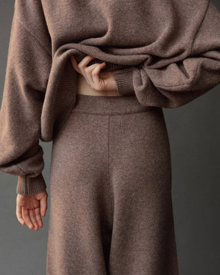 Mijeong Park Oversized Crew Neck Sweater in Dark Beige
