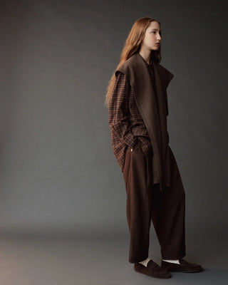 Mijeong Park Wool Blend Knit Shawl in Light Brown