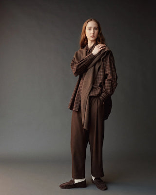 Mijeong Park Wool Blend Knit Shawl in Light Brown