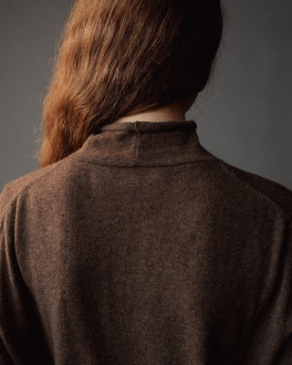 Mijeong Park Mock Neck Cardigan in Dark Beige