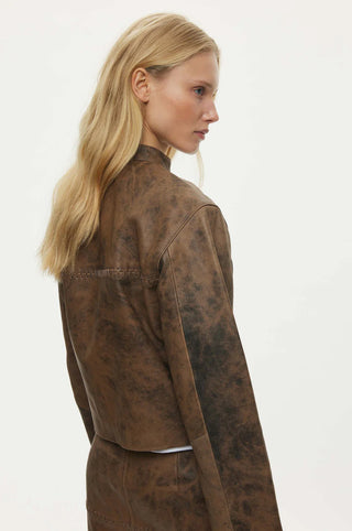 Oval Square Bee Leather Jacket
