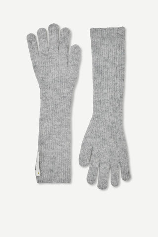 Samsoe Sarue Long Gloves in Grey Mel