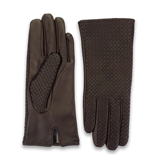 HiSO Leather Woven Gloves in Choc