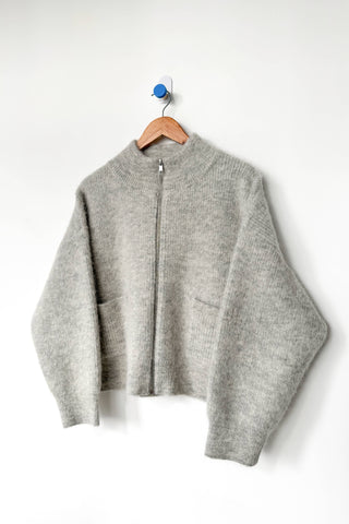 Le Bon Shoppe Alpaca Zip Front Jacket - Light Grey