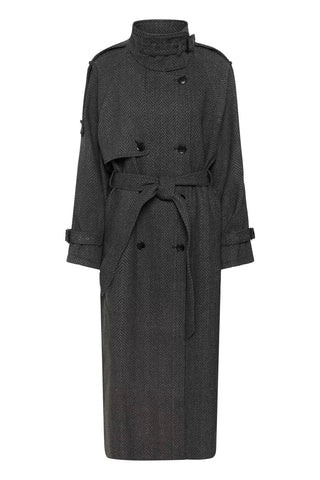 Gestuz Gzavic Long HB Coat in Herringbone Black