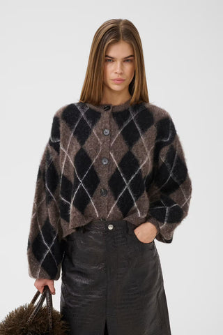 Gestuz Gzsida Multi Cardigan in Black/Chestnut