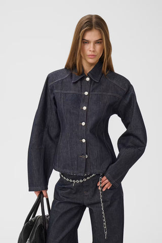 Gestuz Gzabina Waisted Jacket in Dark Blue Unwashed