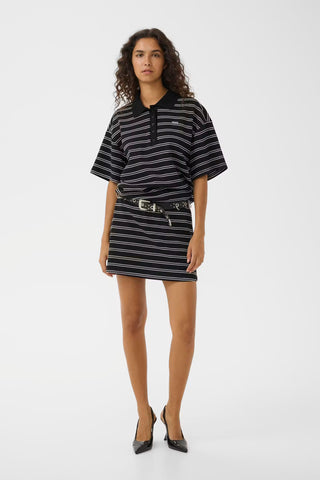 Gestuz Pilova Polo Tee - Black/White Stripe