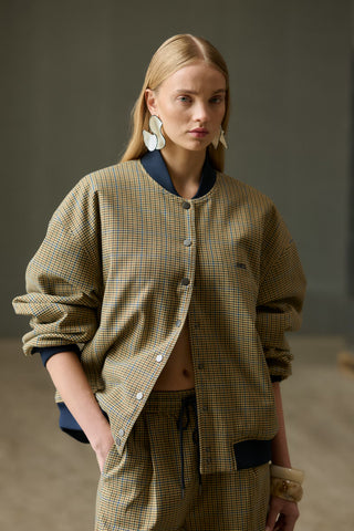 Gestuz Chicca Bomber - Navy/Brown Check