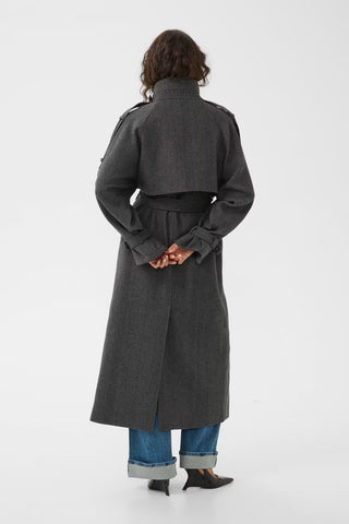 Gestuz Gzavic Long HB Coat in Herringbone Black