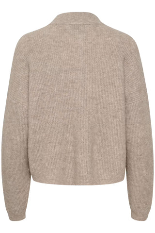 Gestuz Gzalpha Short Cardigan in Warm Sand Melange