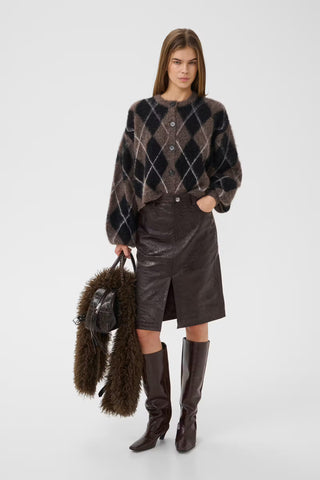Gestuz Gzsida Multi Cardigan in Black/Chestnut