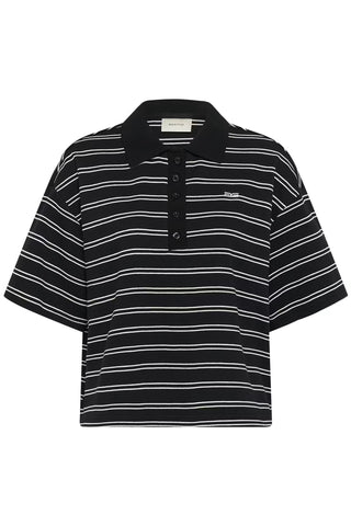 Gestuz Pilova Polo Tee - Black/White Stripe
