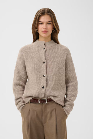 Gestuz Gzalpha Short Cardigan in Warm Sand Melange
