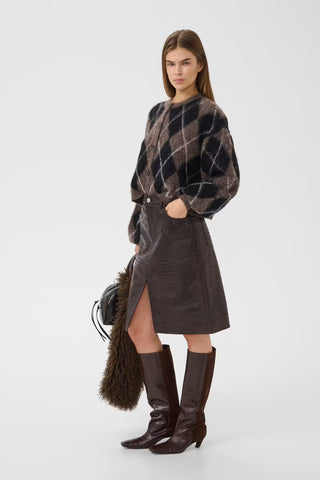 Gestuz Gzsida Multi Cardigan in Black/Chestnut