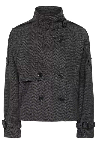 Gestuz Gzavic Short HB Jacket in Herringbone Black