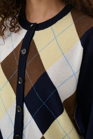 Gestuz Manzi Multi Cardigan - Skycaptain/Brown