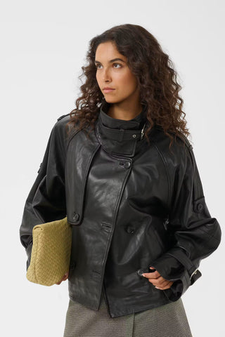 Gestuz Gzavic Leather Jacket in Black