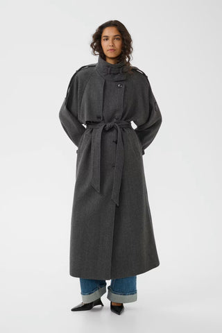 Gestuz Gzavic Long HB Coat in Herringbone Black