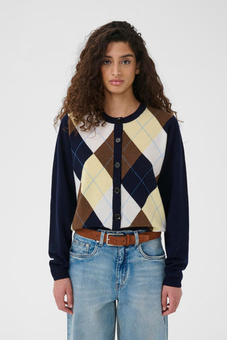 Gestuz Manzi Multi Cardigan - Skycaptain/Brown