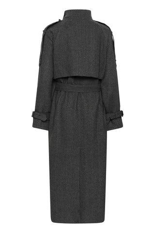 Gestuz Gzavic Long HB Coat in Herringbone Black