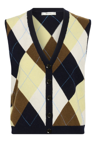 Gestuz Manzi Multi Waistcoat - Skycaptain/Brown