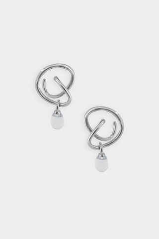 Kara Yoo Maeva Earrings + Small Drop Charm in Sterling Silver