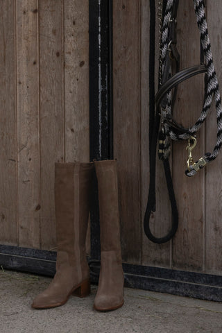 Sister x Soeur Margo Tall Boot in Taupe Suede