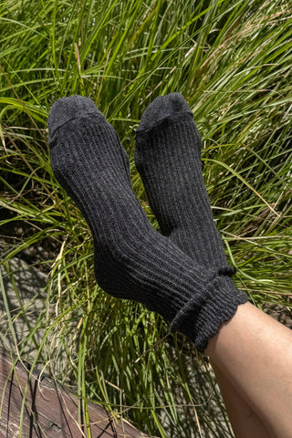 Linen Scallop Socks - (wholesale): Naturel