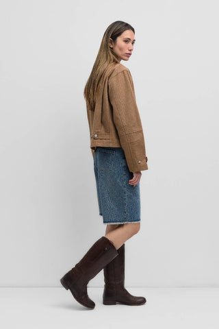 The Wolf Jacket | Women’s Barn Jacket with Corduroy Collar: BROWN / LARGE