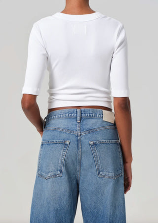 Citizens of Humanity Nali Short Sleeve Henley Top in White