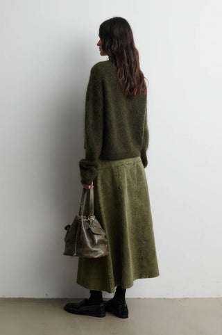Second Female Andrea Knit Rib LS Cardigan in Black Olive