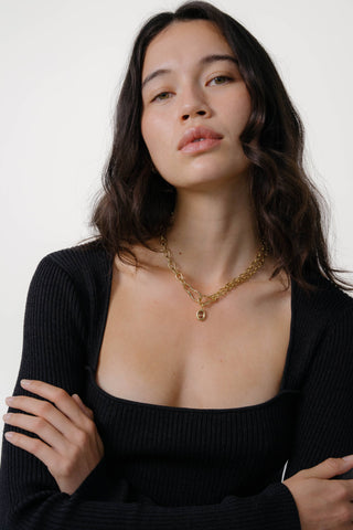 Kara Yoo Ramona Necklace + Ami Charm - Butter / Gold Plated Brass