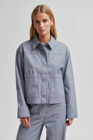 Second Female Antibes Overshirt - Dark Blue Stripe