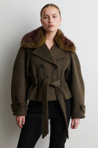 Second Female Agola Belt Jacket in Black Olive