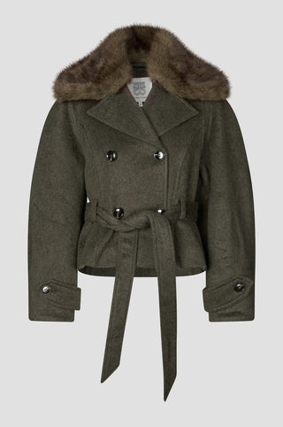 Second Female Agola Belt Jacket in Black Olive