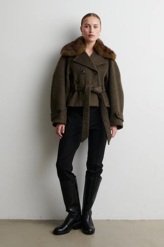 Second Female Agola Belt Jacket in Black Olive