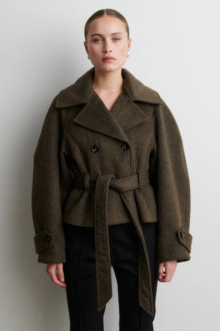 Second Female Agola Belt Jacket in Black Olive