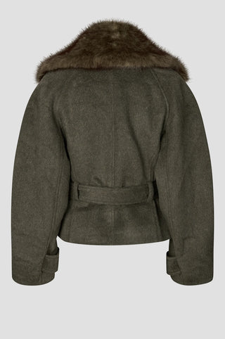 Second Female Agola Belt Jacket in Black Olive