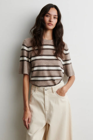 Second Female Vilna Knit SS O-Neck in Light Beige Melange