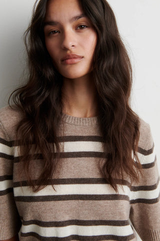 Second Female Vilna Knit SS O-Neck in Light Beige Melange
