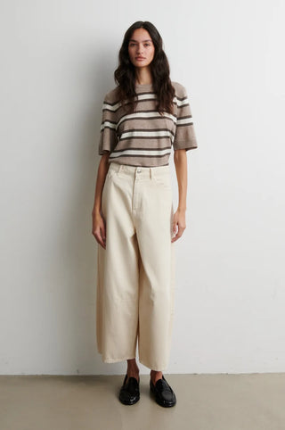 Second Female Vilna Knit SS O-Neck in Light Beige Melange