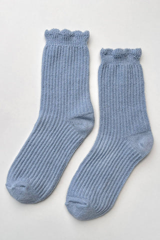 Linen Scallop Socks - (wholesale): Naturel