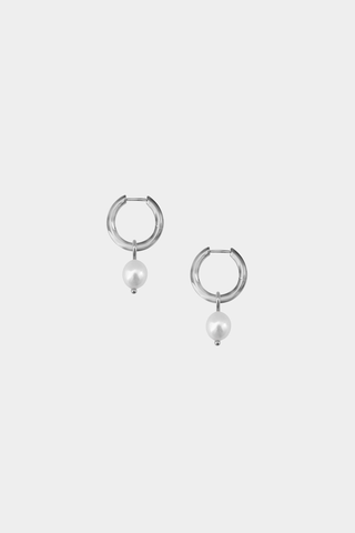Uma Hoops + Pearl Drop Charm: Gold plated Brass