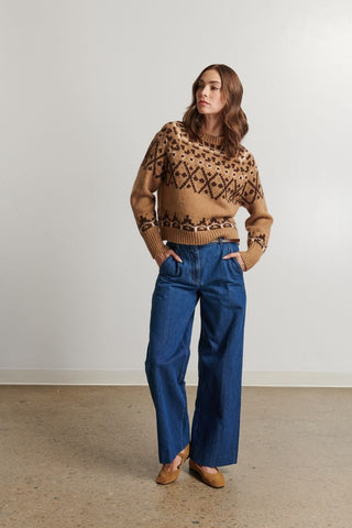 Line The Label Indigo Sweater in Roasted Chestnut