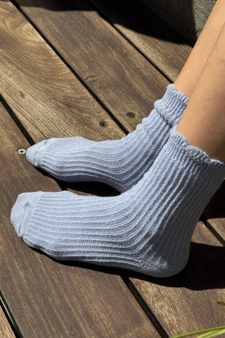 Linen Scallop Socks - (wholesale): Naturel