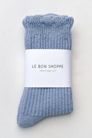 Linen Scallop Socks - (wholesale): Naturel
